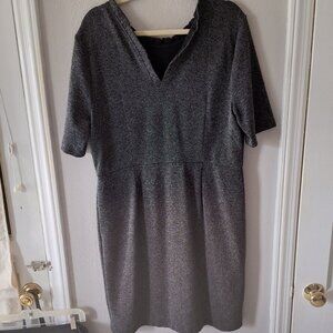 Ann Taylor Tweed Black & White Dress, Scalloped Collar , V Open Back  Size XL